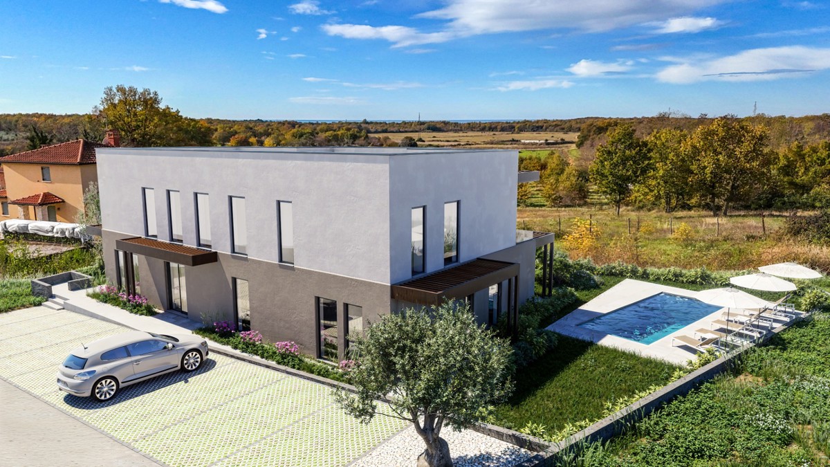 Stanovanje z 2 spalnicama, 3,5 km od morja, skupni bazen, pogled na morje!